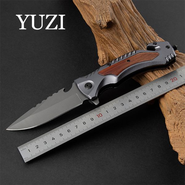 

yuzi 440c survival pocket tactical folding knife stainless steel blade camping hunting defensive outdoor knives aluminum handle