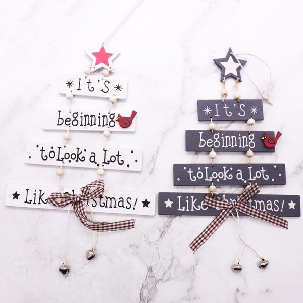

christmas decorations nordic style wood tree merry hanging home diy ornament show case pendants xmas decor