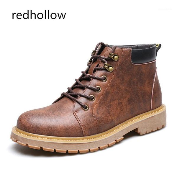 

boots men shoes fashion leather ankle for man footwear casual lace up comfort spring autumn1, Black