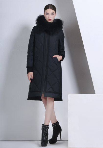 

2021 new white hair down raccoon skin jacket turtleneck parkas female coat with hood wxf419 winter jackets uwup, Black