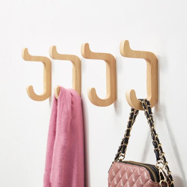 

hooks & rails 2 pcs coat hook wall wood key hanger creative home decoration eco-friendly pollution-high loading capacity
