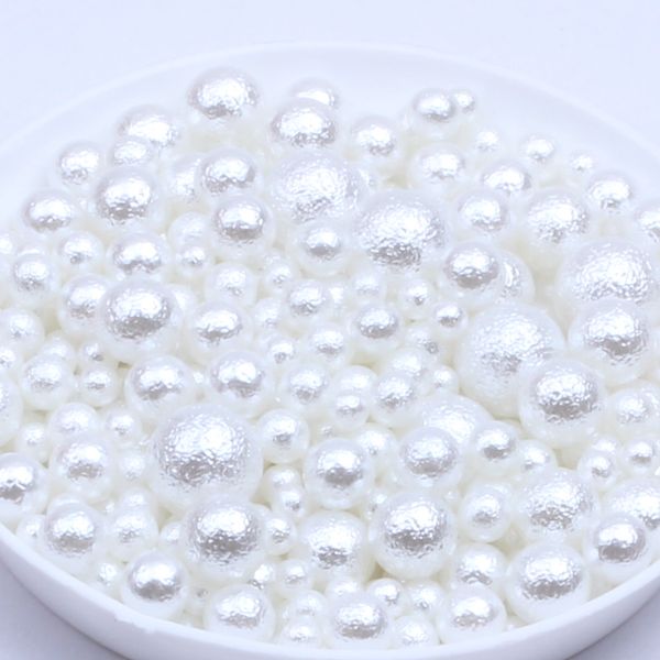 

400pcs 3-8mm mix sizes no hole abs wrinkled skin imitation pearl beads round white ivory beads for clothes shoes jewelry making