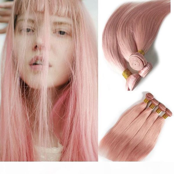 

8a pink ombre brazilian straight virgin human hair weave bundles peachy r hair extensions 3 bundles ing, Black