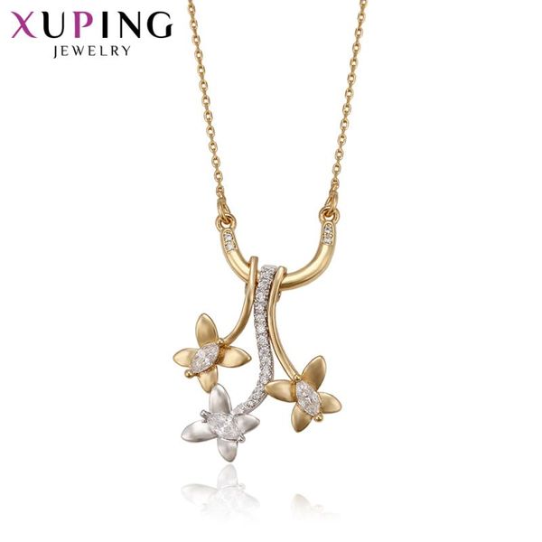 

xuping fashion exquisite necklace flower design long necklace chain jewelry thanksgiving gifts 41961, Silver