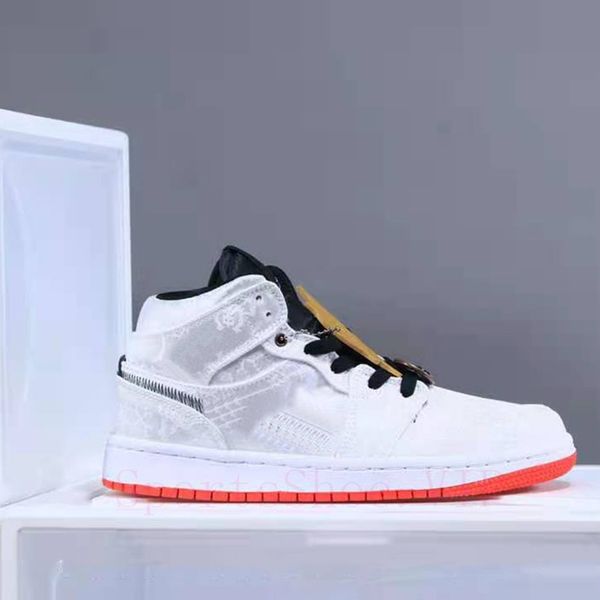 

new arrival fashion jumpman 1s designer high men women basketball shoes silvery white black toe navy blue trainers sneakers size 36-45