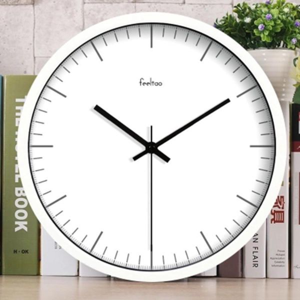

wall clocks mental digital round clock creative design europe whiter mute reloj pared living room decoration l1