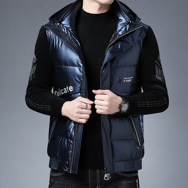 

2020 brand casual fashion shiny bubble luxury mens down winter jacket windbreaker streetwear coats men's clothing q1214, Black