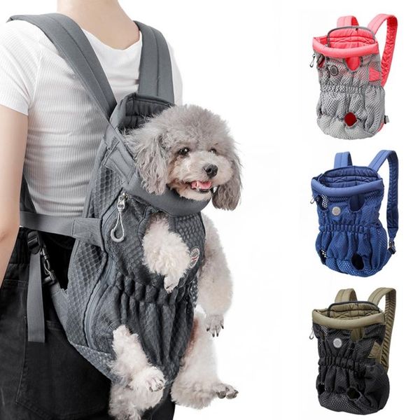 

double shoulder portable travel backpack outdoor pet dog carrier bag front chest backpack legs out front carrier