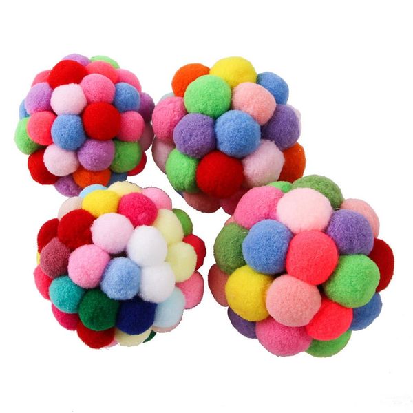 

pet interactive colorful handmade bells bouncy ball plush bite resistance scratching chew toy pet interactive h bbyfxu