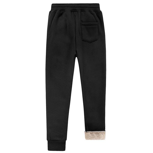 

men's pants stylish winter fleece trousers thickened warm casual mid waist sweatpants d88, Black