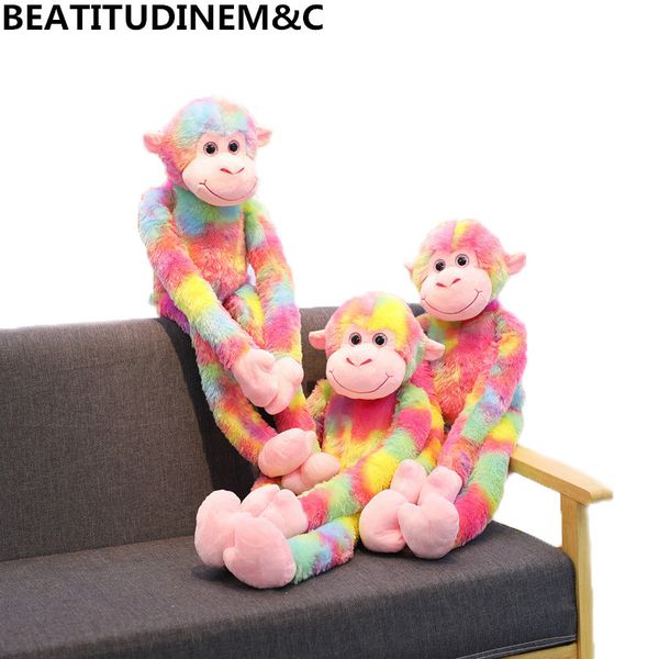 

1pc 80cm creative new rainbow style monkey plush toy animal stuffed toys children toys girl gifts home decoration