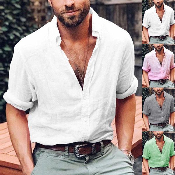 

men's casual shirts 2021 linen long sleeve shirt summer cool loose v-neck camisa masculina ropa hombre plus size -3xl, White;black