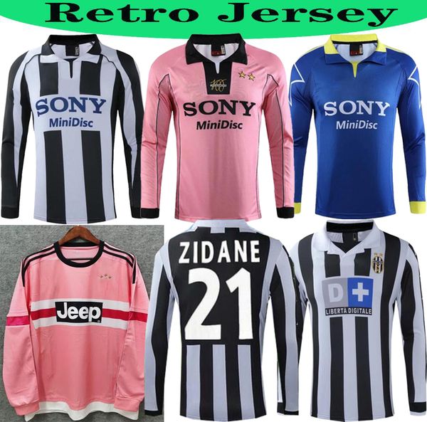

retro 1995 1996 1997 centenary alessandro zidane 21 del piero 10 vialli 9 soccer jersey football shirts trikot maglia camiseta de long sleev, Black;yellow
