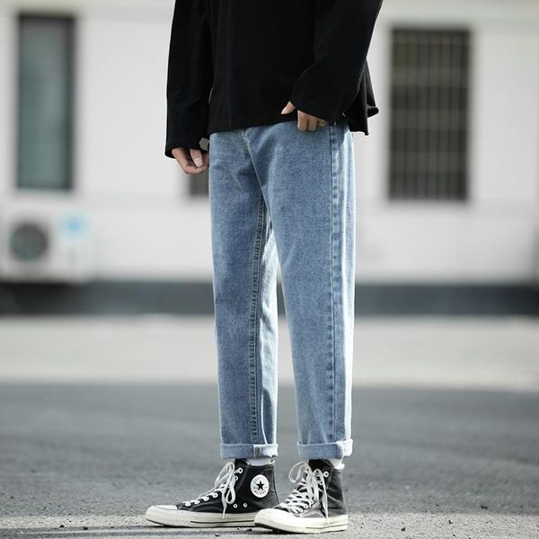 

men's pants wide leg jeans korean version harajuku japanese streetwear 2021, Black