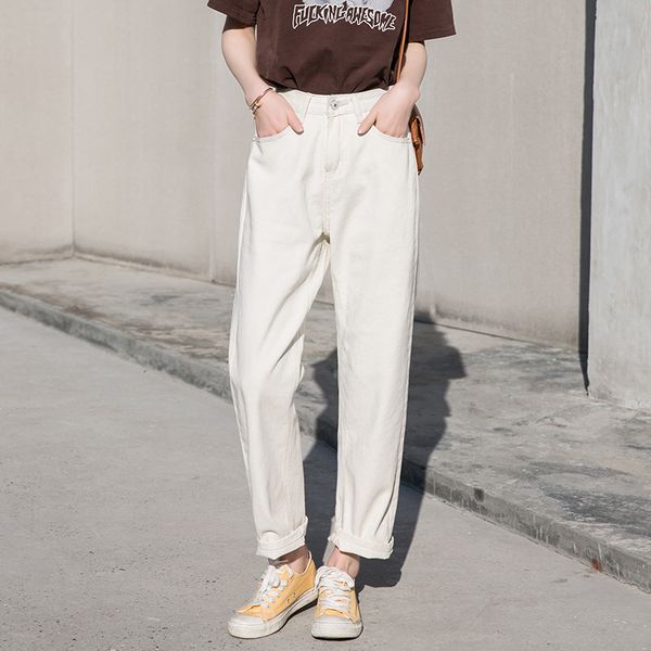 

high waist straight leg white jeans y1214, Blue