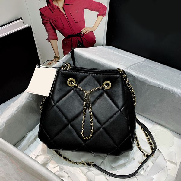 

7a high-end custom quality classic ladies bucket bag delicate lambskin leather turinger classic rope bag fashion versatile