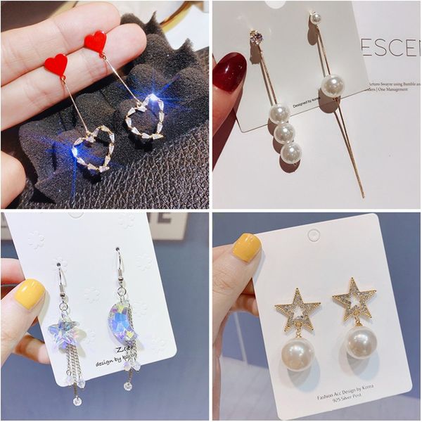 

tassel women's long simple fashion geometric korean net red s925 pure silver needle new earrings, Golden