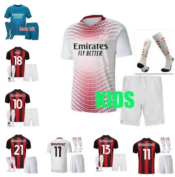 

2020 2021 ibrahimovic milan soccer jerseys calhanoglu 20 21 rebic theo paqueta football shirt romagnoli fans milan jersey kids kit, Black;yellow
