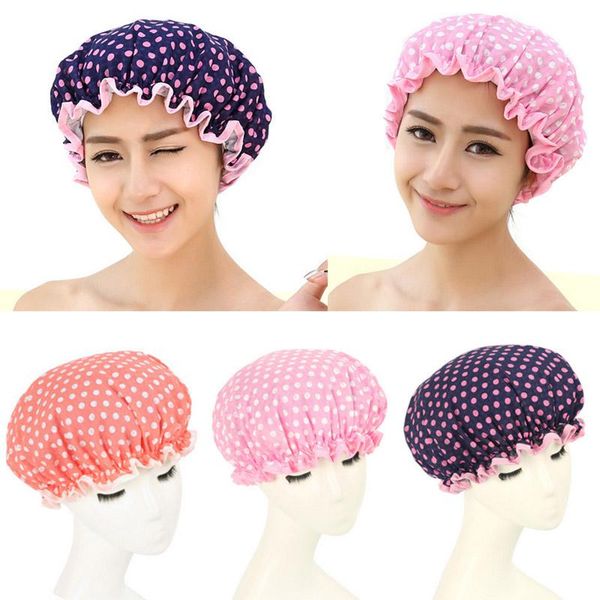 

shower cap bath hat peva waterproof double layer women supplies bathroom accessories shower hair cover h jllbff