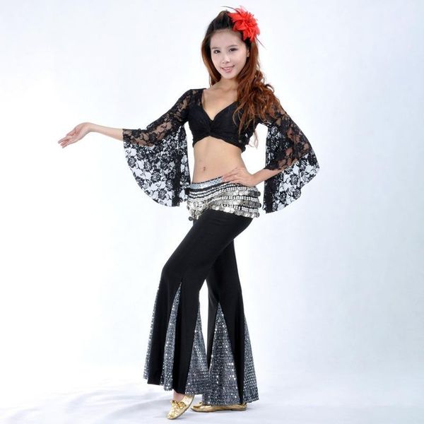 

2016 the new lace + fishtail skirt belly dance clothing belly dance clothes wholesale clothing1, Black;red