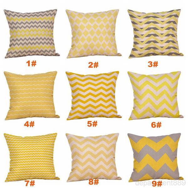 

linen yellow twill grey cushion cover nordico geometric style home decorative pillow case 45x45cm owf2733