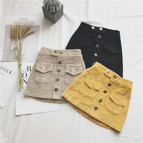 

children's skirt spring and autumn new korean children's dress baby single breasted princess skirt girl's foreign style skirt, Blue