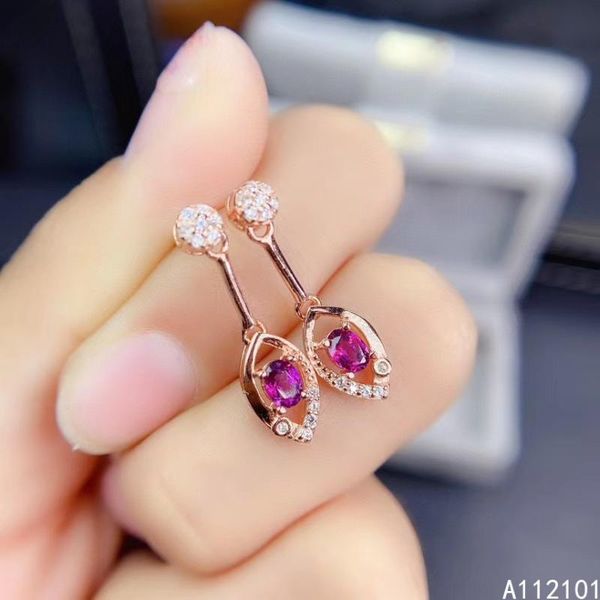 

kjjeaxcmy fine jewelry 925 silver natural garnet new girl noble earrings selling ear stud support test chinese style, Golden;silver