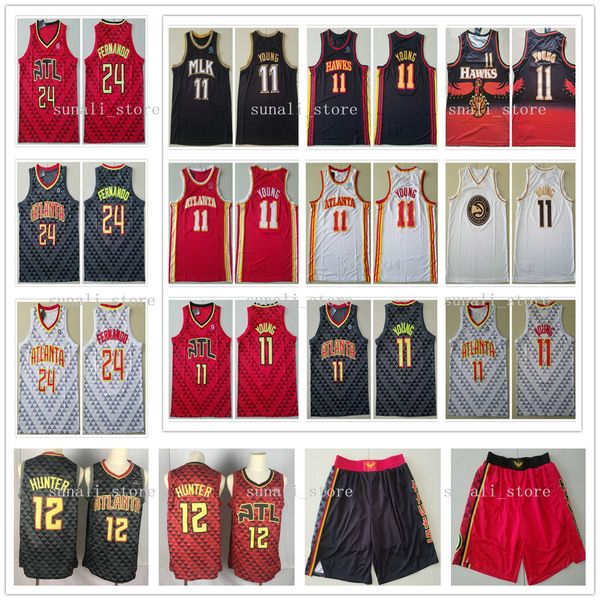 

stitched 2021 men trae 11 young de'andre 12 hunter bruno fernando jerseys basketball shirts new city black red white fast shipping