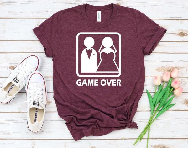 

gamer over married print women tshirt cotton casual funny t shirt gift 90s lady yong girl drop ship s-859, White