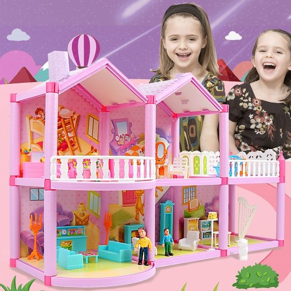 

new diy family doll house dolls accessories toy with miniature furniture garage diy doll house casa toys for girls birthday gift y200413