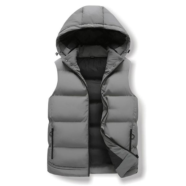 

men's vests down sleeveless vest hooded jacket winter warm clothes, Black;white