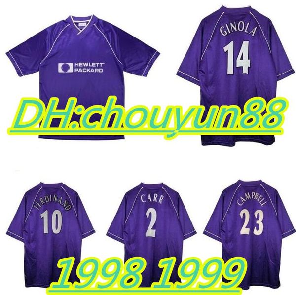 

1998 1999 les ferdinand ginola retro soccer jersey 98 99 anderton armstrong sol campbell carr vintage classic football shirt, Black;yellow