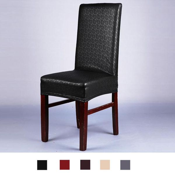 

1pc elastic pu leather and fabric chair cover waterproof wedding slipcover