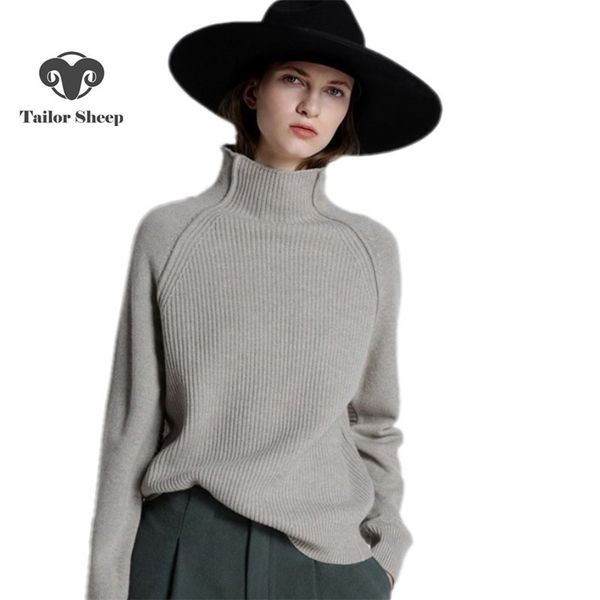 

autumn winter high collar cashmere sweater female knit sweater thick loose lazy wool sweater casual women pullover 201030, White