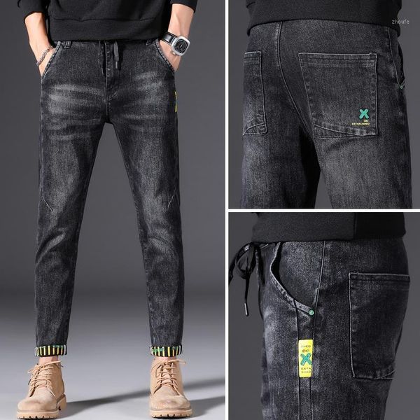 

20 autumn & winter new style men's jeans fashion brand casual elasticity printed slim fit trend jeans male1, Blue