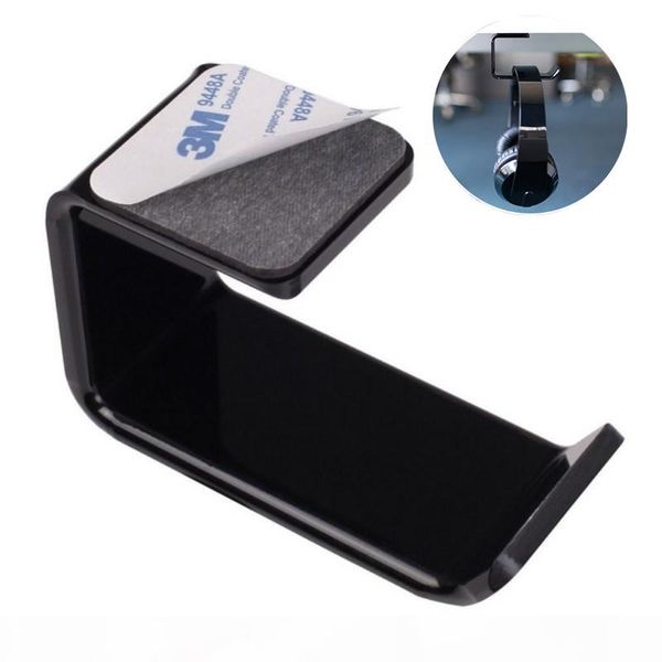 

1pc new black self adhesive acrylic headset l-shape hanger holder headphone stand bracket desk hook