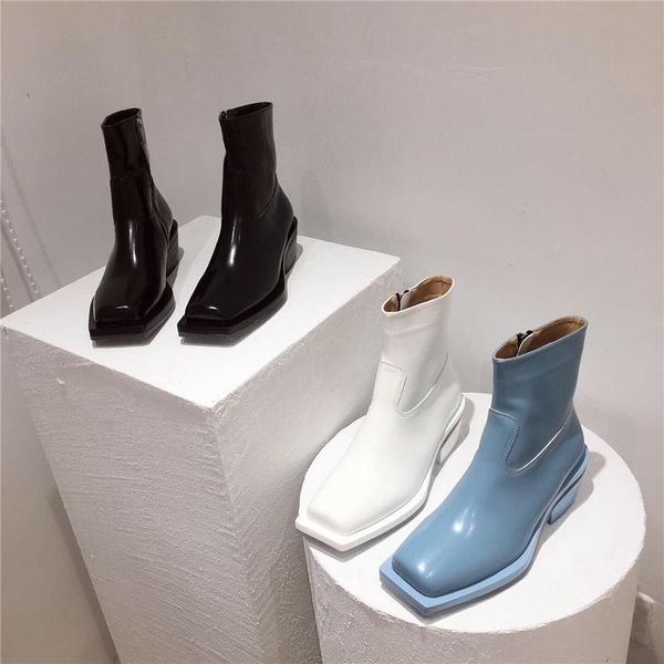 

boots 2021 women's shoes european and american style square head thick bottom short slim, Black