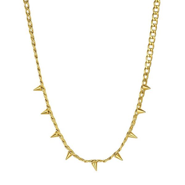 

chains titanium spike choker necklace women 361 stainless steel jewelry designer t show runway boho gthoic gown japan korean ins, Silver