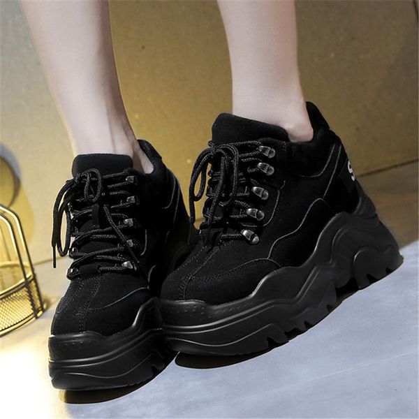 

2021 new women chunky sneakers six inches in hiding growing high heels ladies brown black from upper shoes 09ge, Black;white