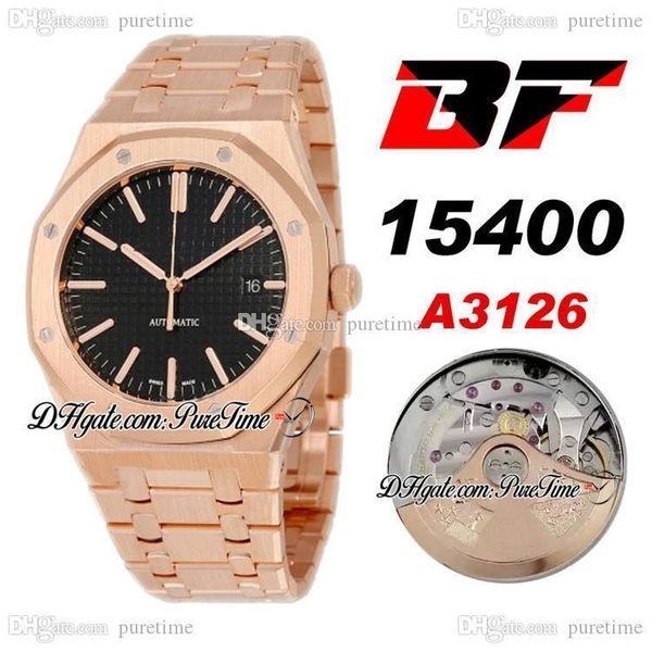 

bff 41mm 15400 black texture dial cal a3120 automatic mens watch 18k rose gold stainless steel bracelet edition ptpa 2020 puretime g07, Slivery;brown