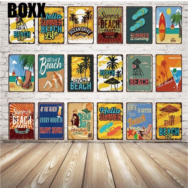 

2020 house decoration living room beach metal sign tin poster vintage tavern home decor bar wall art painting popster 20*30 cm