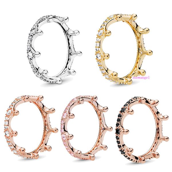 

rose gold with pink magic crown ring black fashion princess ring, Golden;silver