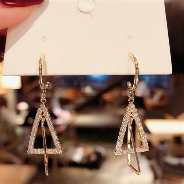 

dangle & chandelier korean style triangle geometry crystal earrings romantic wedding party women's drop female jewelry accessories, Silver