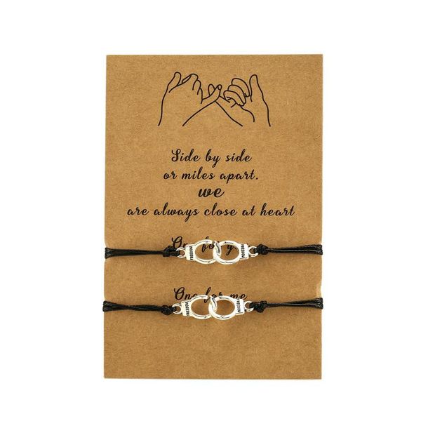 

2pcs/set wholesale handcuffs charm bracelet for women men handmade bohemian bracelet for lovers lucky friendship jewelry, Golden;silver