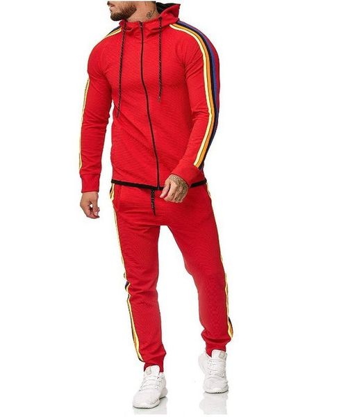 

new sports fashion fitness color matching men's leisure suit, Gray