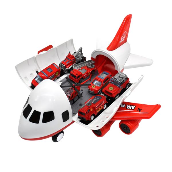 

6 vehicles set in large aircraft passenger plane toy for kids air freighter toys