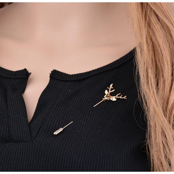 

retro brooch men 's small suit inserted brooch jewelry original retro deer head inserted long needle long pin brooc sqcspm queen66, Gray