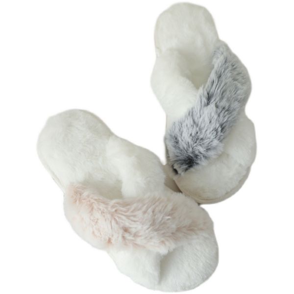 

autumn and winter northern europe indoor home female shoes color matching leopard lace cross plush women slippers girl shoes x1020, Black