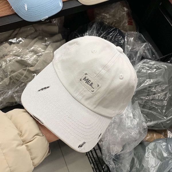 

me personalized perforated letter embroidery student baseball cap cotton versatile casual duck tongue hat, Blue;gray