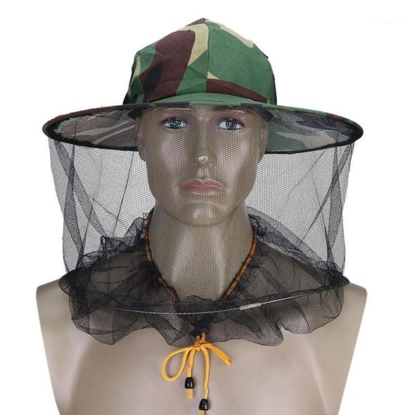 

camouflage fishing hat bee keeping insects mosquito net prevention cap mesh fishing cap outdoor sunshade lone neck head cover1